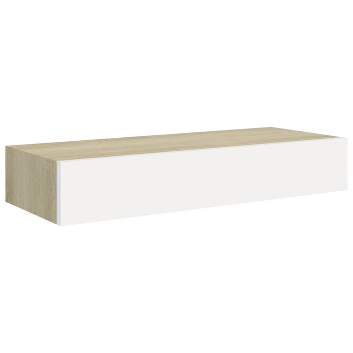 Wandschap met lade 60x23,5x10 cm MDF eikenkleurig en wit