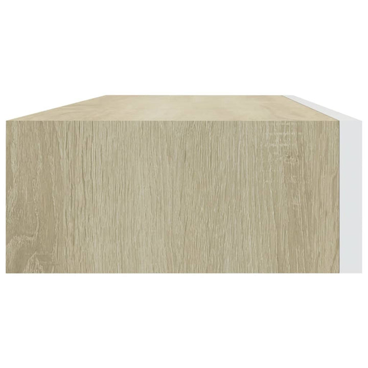 Wandschap met lade 60x23,5x10 cm MDF eikenkleurig en wit