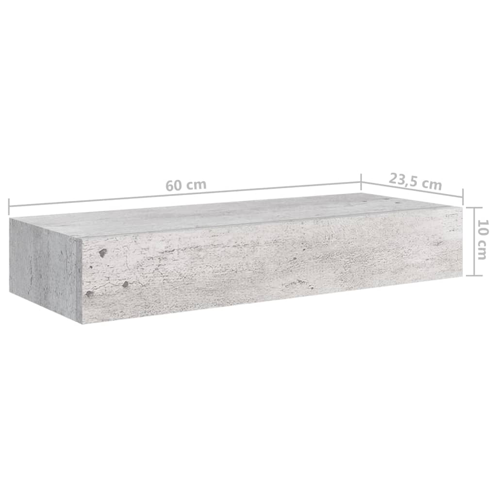 Wandschap met lade 60x23,5x10 cm MDF betongrijs