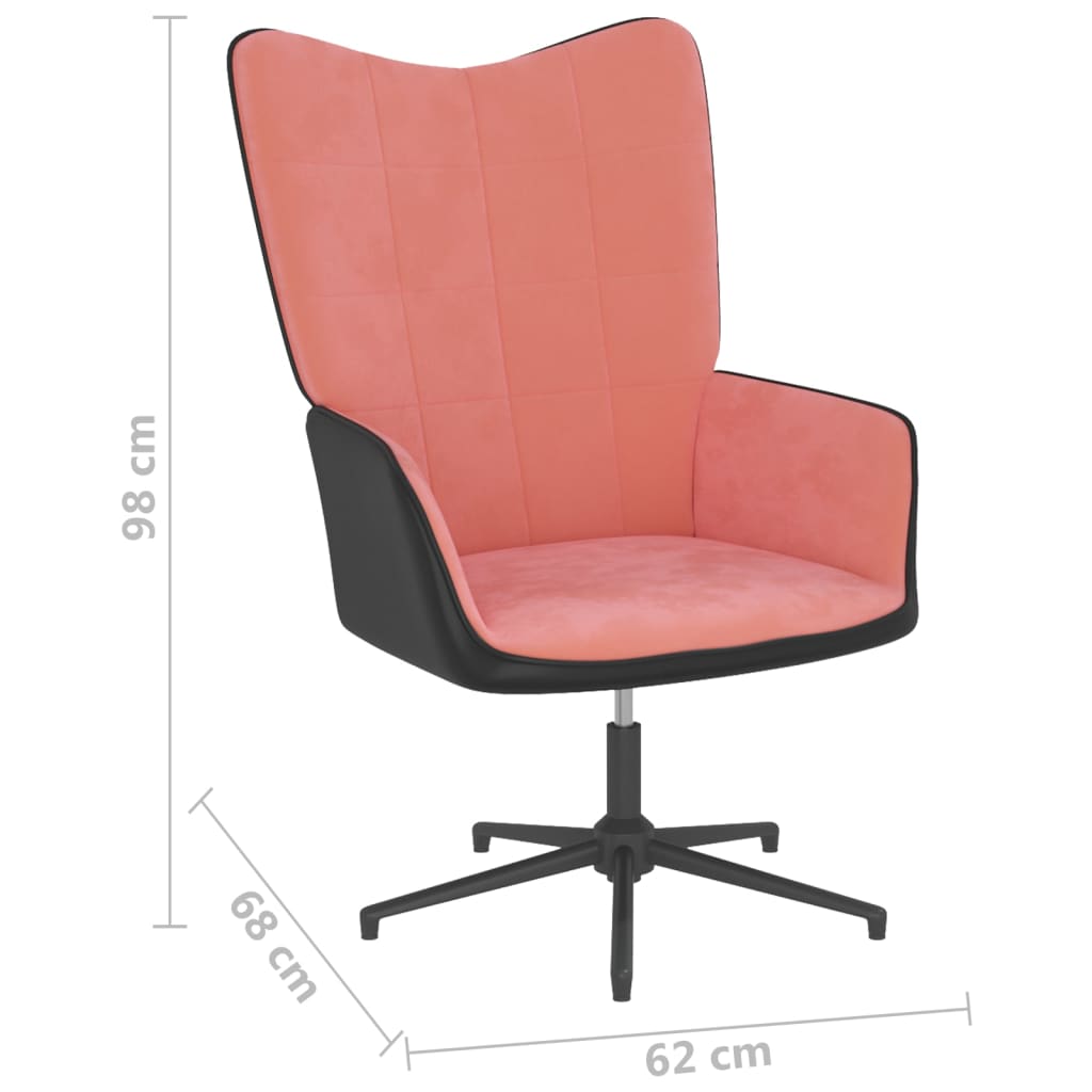 Relaxstoel met voetenbank fluweel en PVC roze