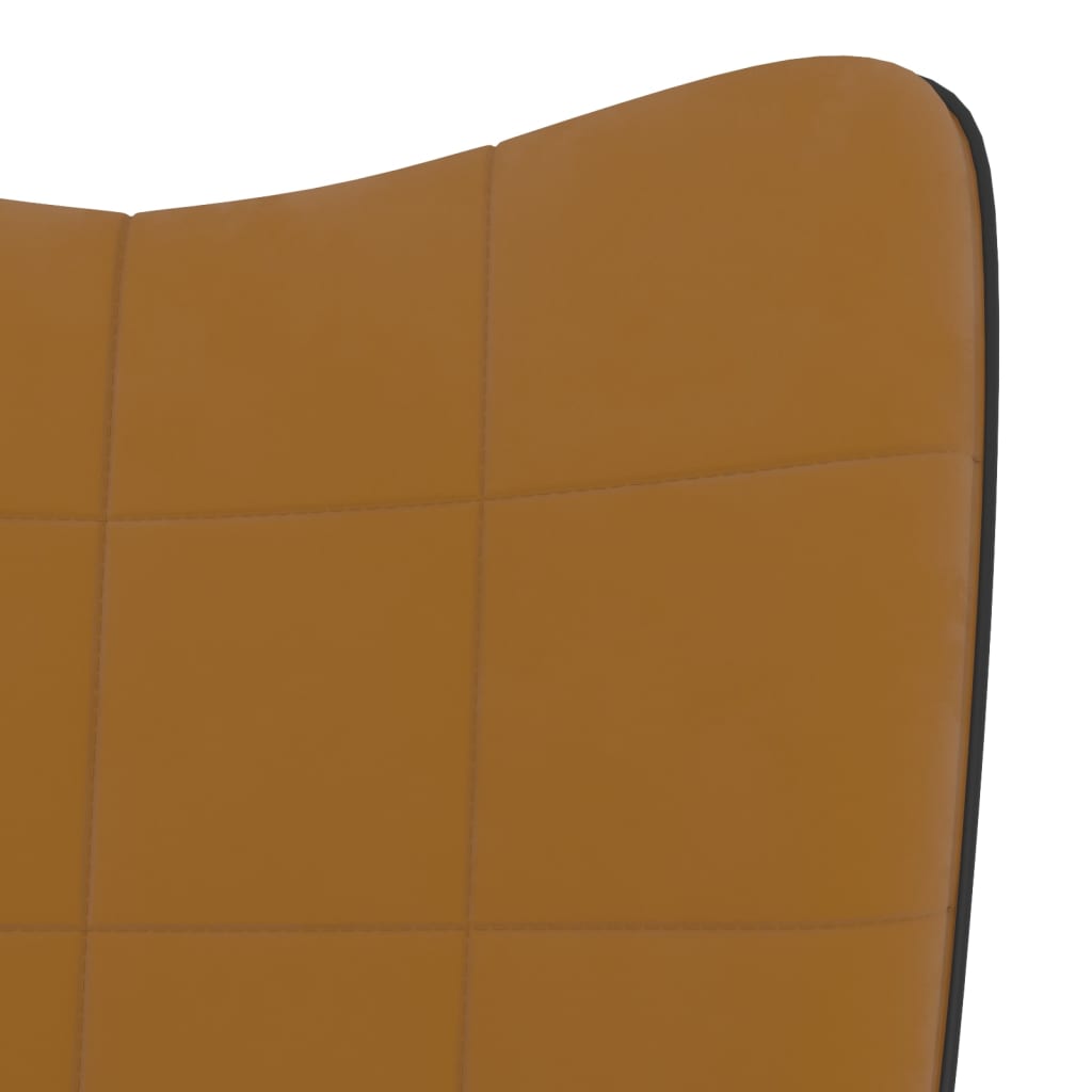Relaxstoel met voetenbank fluweel en PVC bruin