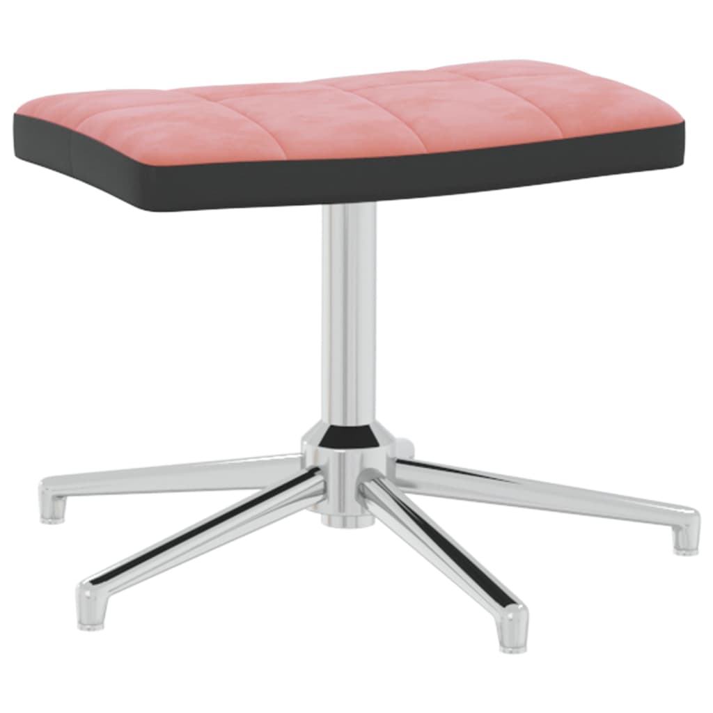 Relaxstoel met voetenbank fluweel en PVC roze