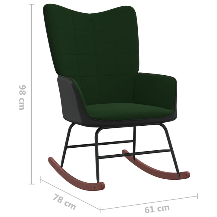 Schommelstoel fluweel en PVC donkergroen