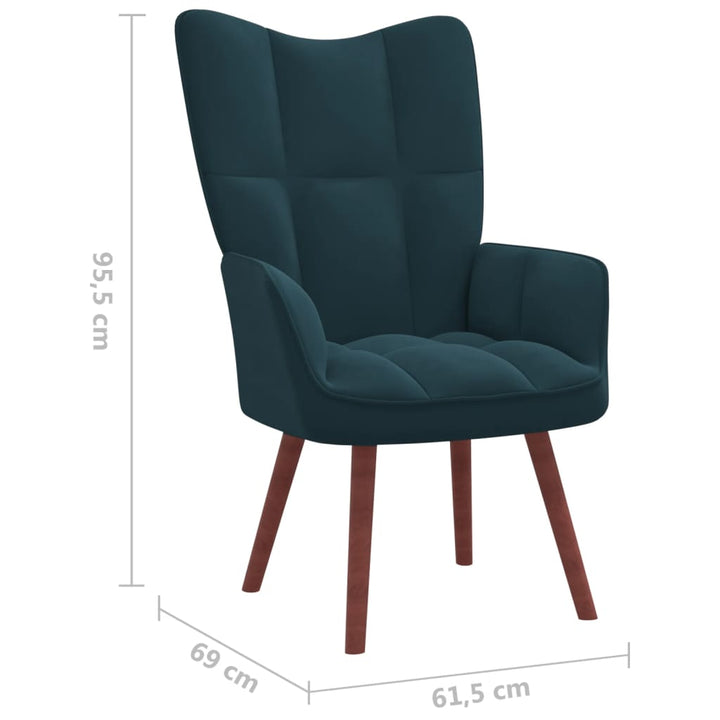 Relaxstoel met voetenbank fluweel blauw
