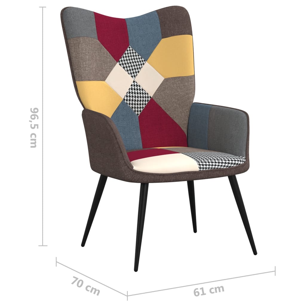 Relaxstoel met voetenbank patchwork stof