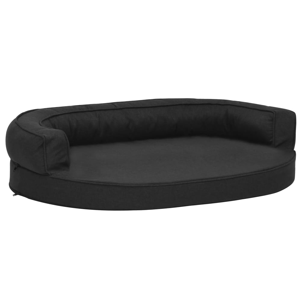 Hondenbed ergonomisch linnen-look 75x53 cm zwart