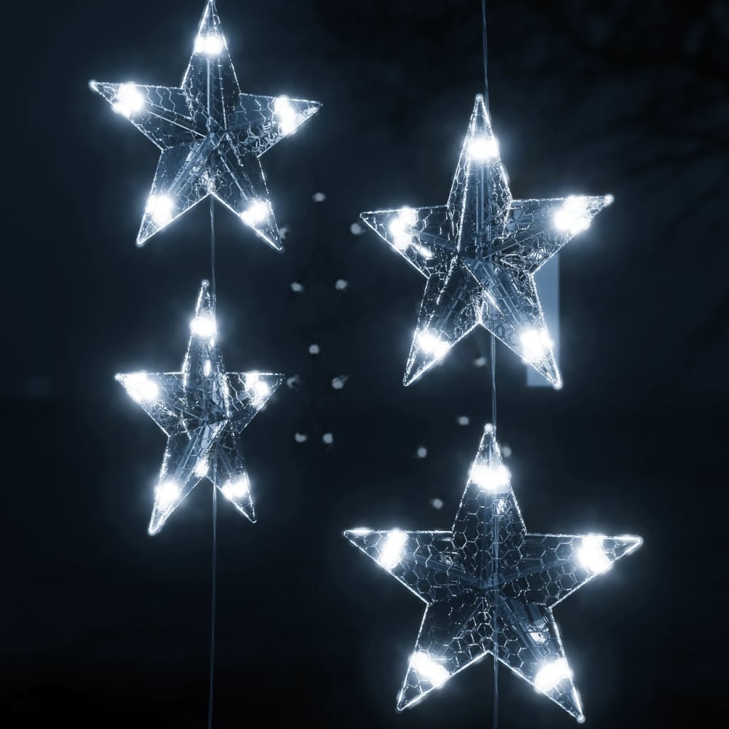 Lichtsnoergordijn sterren met 200 LED's en 8 functies koudwit