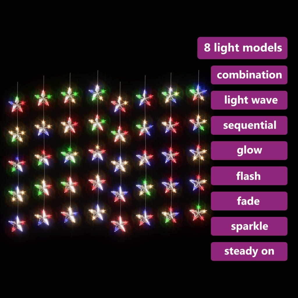 Lichtsnoergordijn sterren met 200 LED's 8 functies meerkleurig