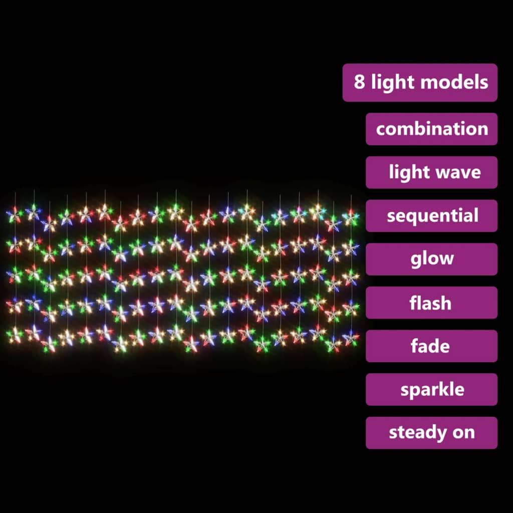 Lichtsnoergordijn sterren met 500 LED's 8 functies meerkleurig