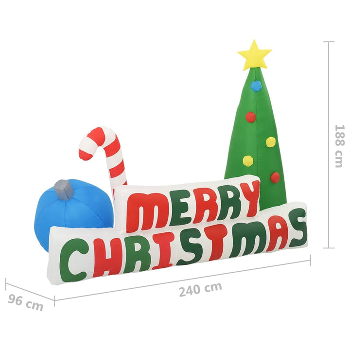 Kerstboom Merry Christmas opblaasbaar LED 240x188 cm