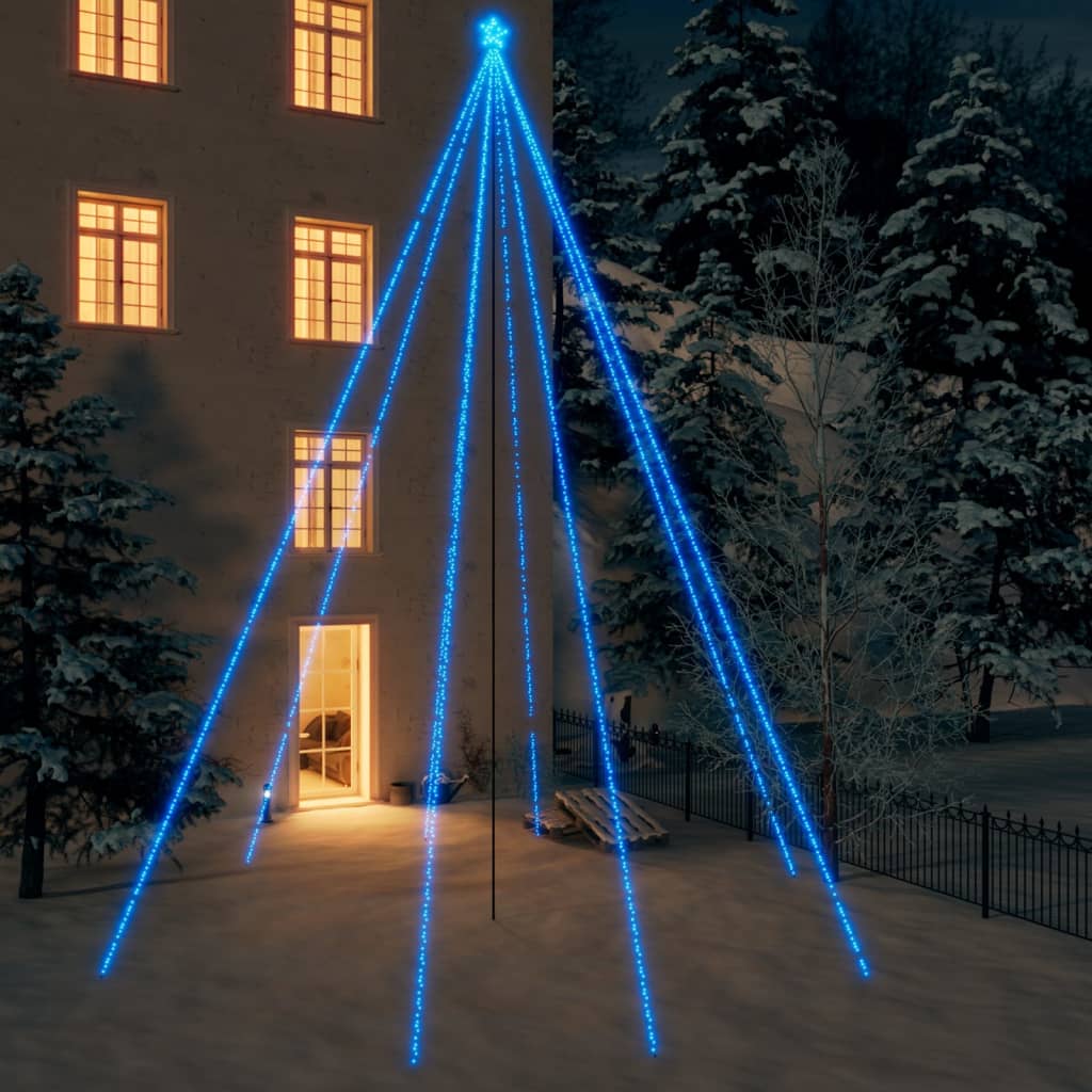 Kerstboomverlichting 1300 LED's binnen/buiten 8 m blauw