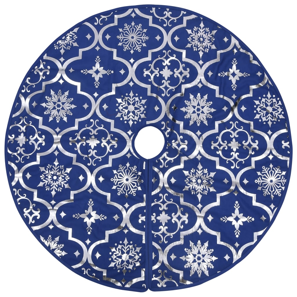 Kerstboomrok luxe met sok 90 cm stof blauw