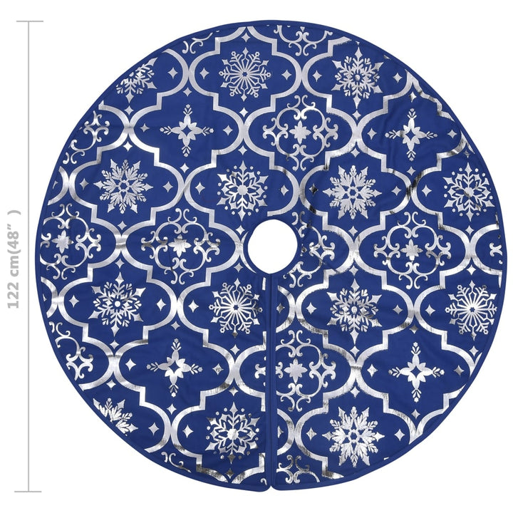 Kerstboomrok luxe met sok 122 cm stof blauw