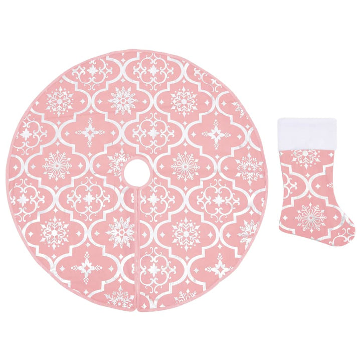 Kerstboomrok luxe met sok 90 cm stof roze