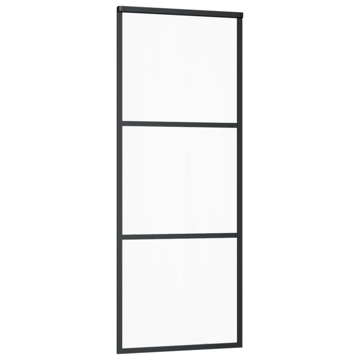 Schuifdeur 76x205 cm ESG-glas en aluminium zwart