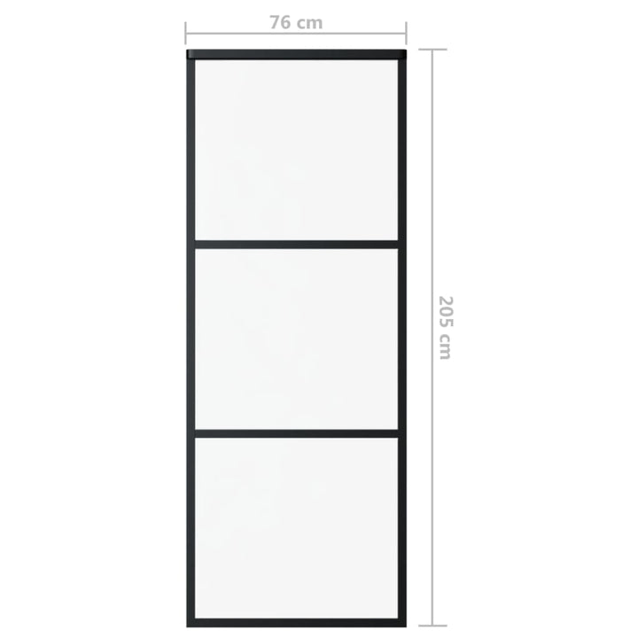 Schuifdeur 76x205 cm ESG-glas en aluminium zwart