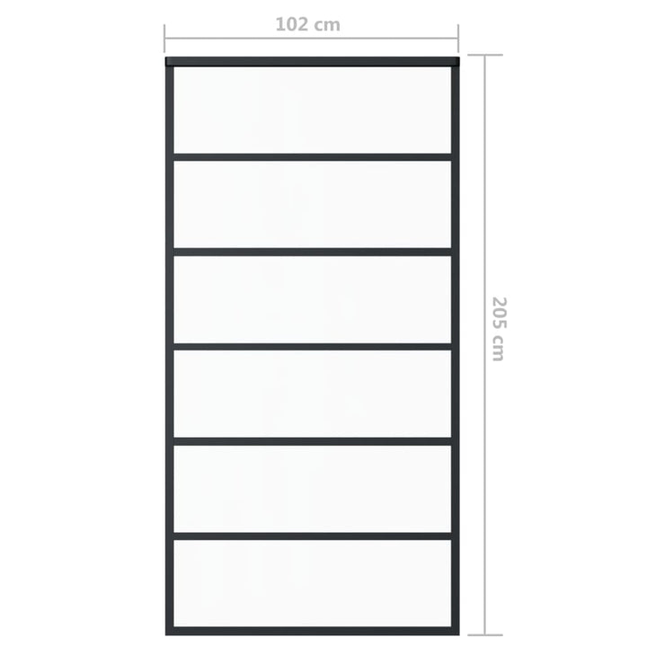 Schuifdeur 102x205 cm ESG-glas en aluminium zwart