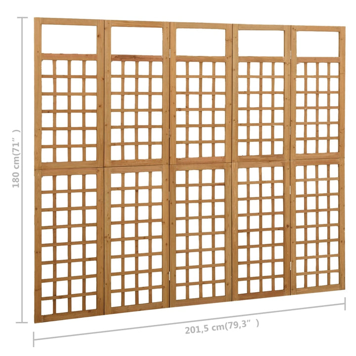 Kamerscherm/trellis met 5 panelen 201,5x180 cm vurenhout