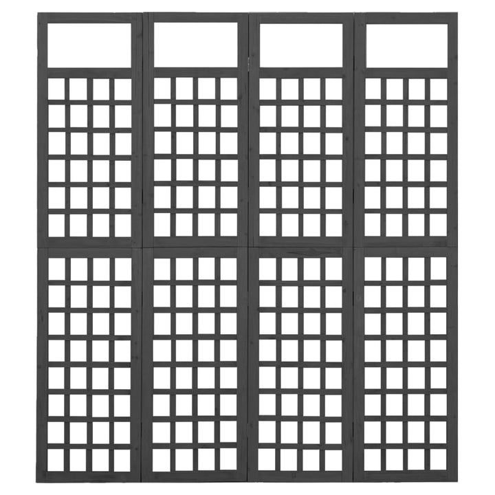Kamerscherm/trellis met 4 panelen161x180 cm vurenhout zwart