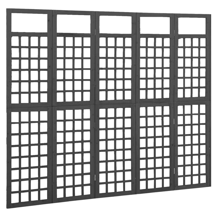 Kamerscherm/trellis met 5 panelen 201,5x180 cm vurenhout zwart