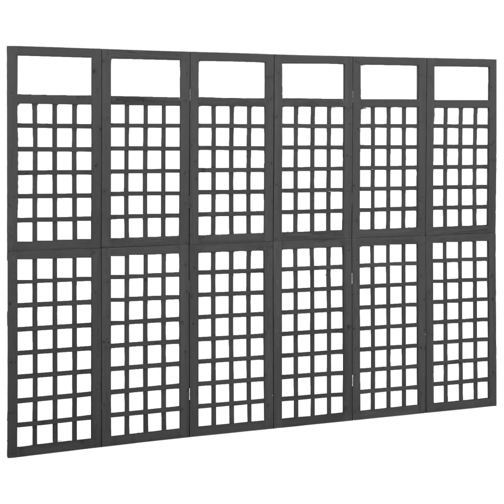 Kamerscherm/trellis met 6 panelen 242,5x180 cm vurenhout zwart
