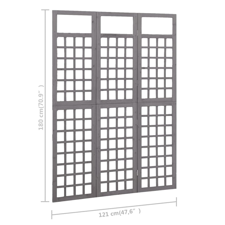 Kamerscherm/trellis met 3 panelen 121x180 cm vurenhout grijs