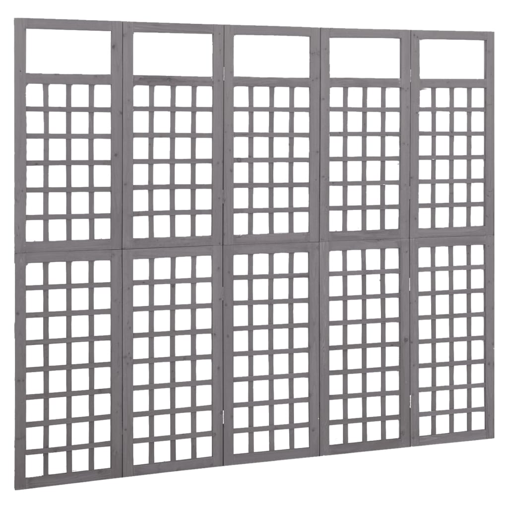 Kamerscherm/trellis met 5 panelen 201,5x180 cm vurenhout grijs