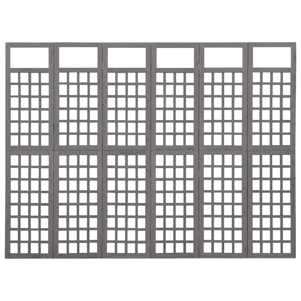 Kamerscherm/trellis met 6 panelen 242,5x180 cm vurenhout grijs