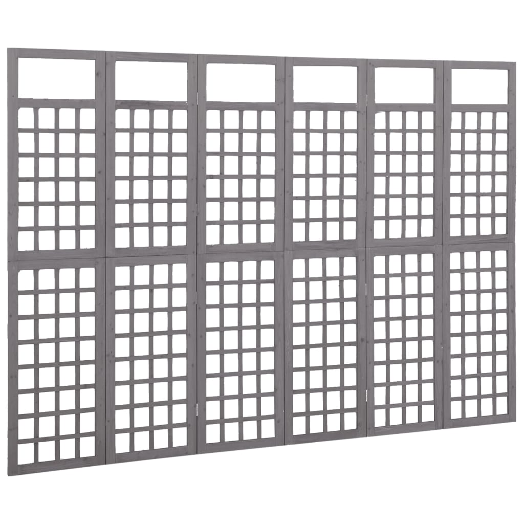 Kamerscherm/trellis met 6 panelen 242,5x180 cm vurenhout grijs