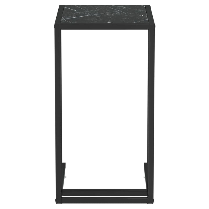 Computer bijzettafel 50x35x65 cm gehard glas zwartmarmerkleurig