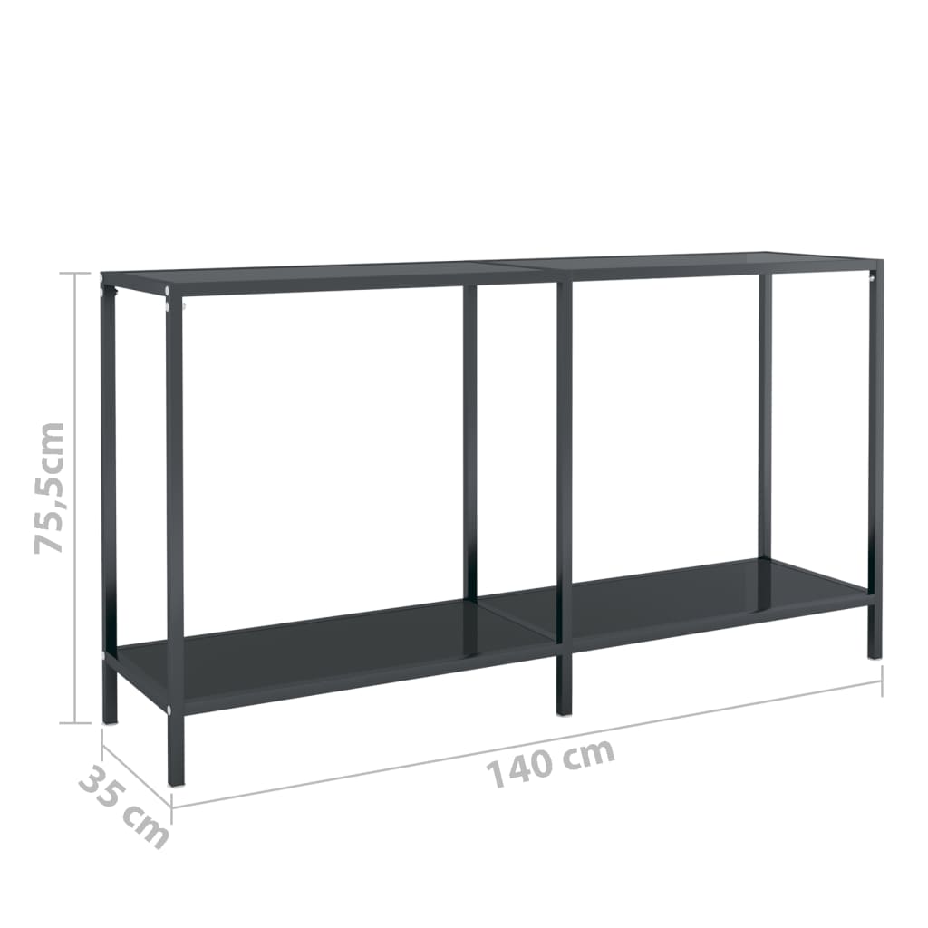 Wandtafel 140x35x75,5 cm gehard glas zwart