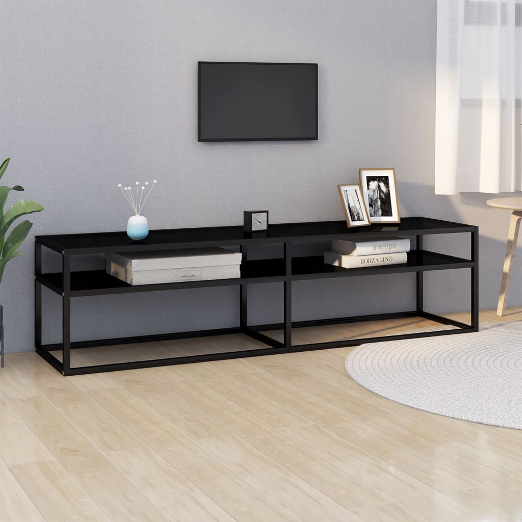Tv-meubel 160x40x40,5 gehard glas zwart