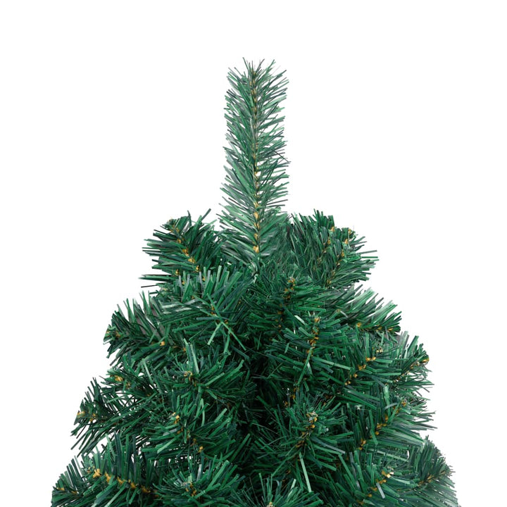 Kunstkerstboom met LED's en kerstballen half 180 cm groen