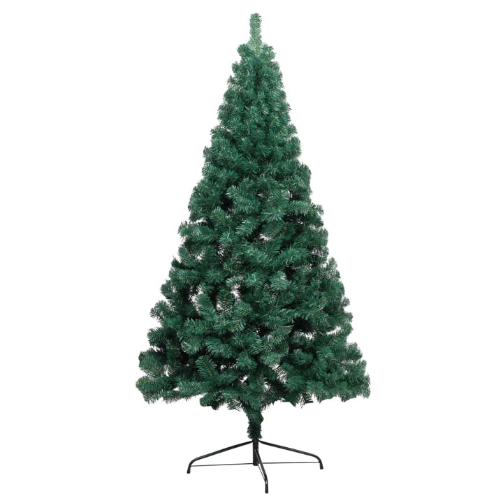 Kunstkerstboom met LED's en kerstballen half 240 cm groen