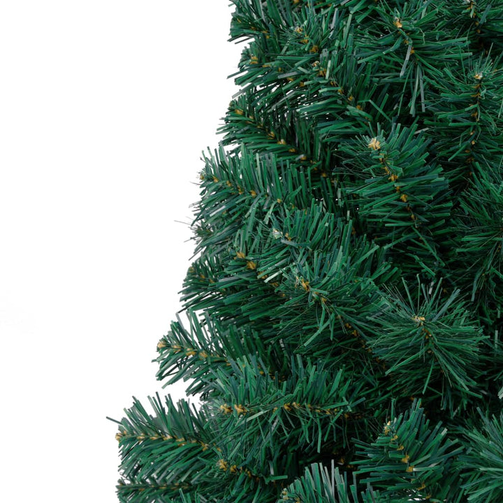 Kunstkerstboom met LED's en kerstballen half 240 cm groen