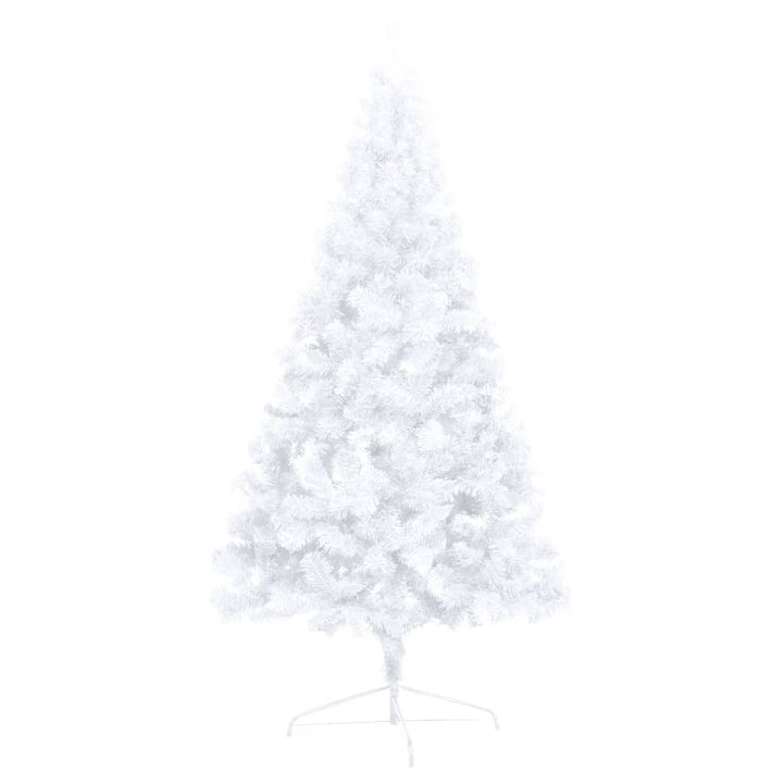 Kunstkerstboom met LED's en kerstballen half 120 cm wit