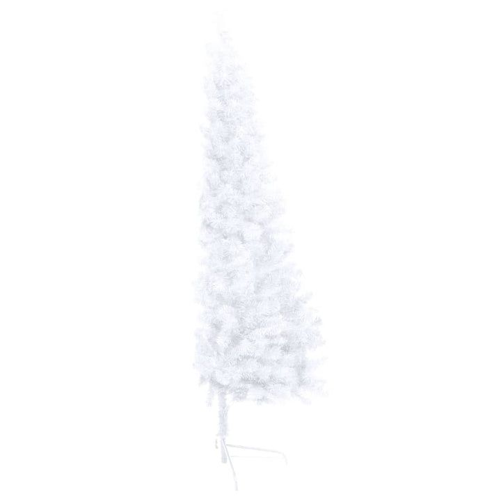 Kunstkerstboom met LED's en kerstballen half 210 cm wit