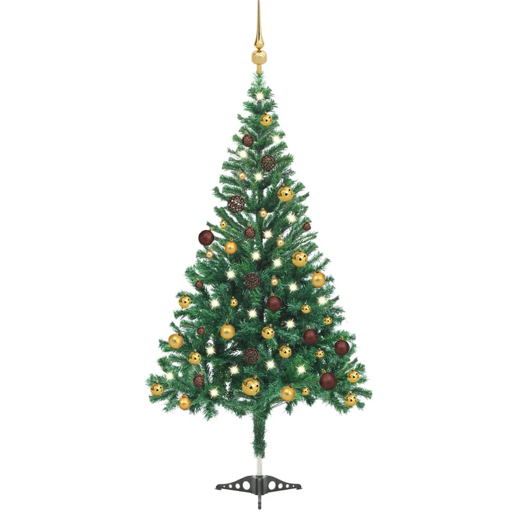 Kunstkerstboom met LED's en kerstballen 564 takken 180 cm