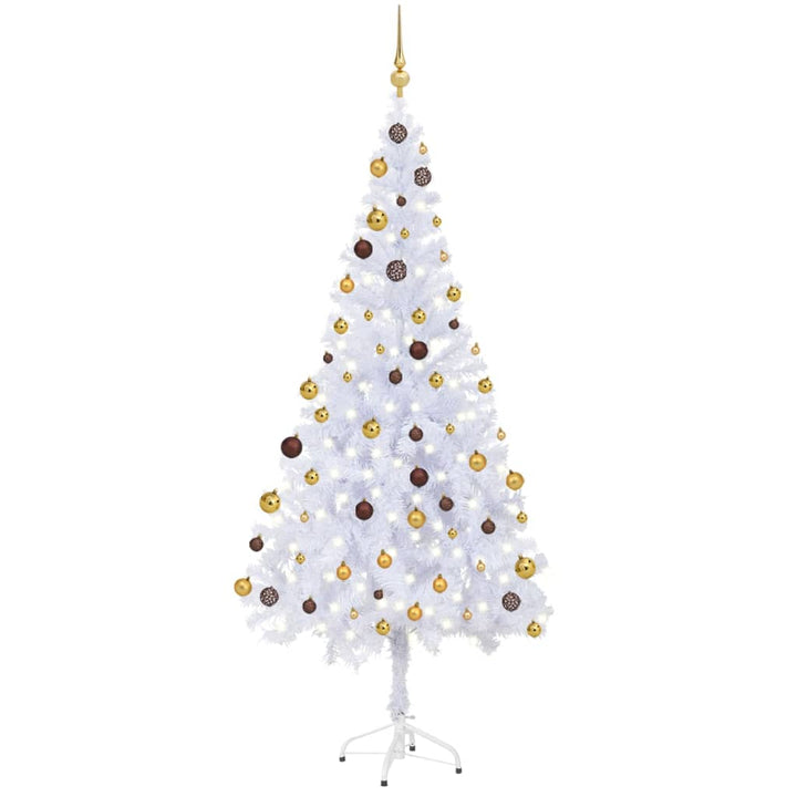 Kunstkerstboom met LED's en kerstballen 620 takken 180 cm