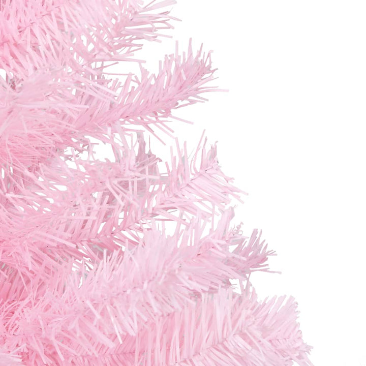 Kunstkerstboom met LED's en kerstballen 150 cm PVC roze