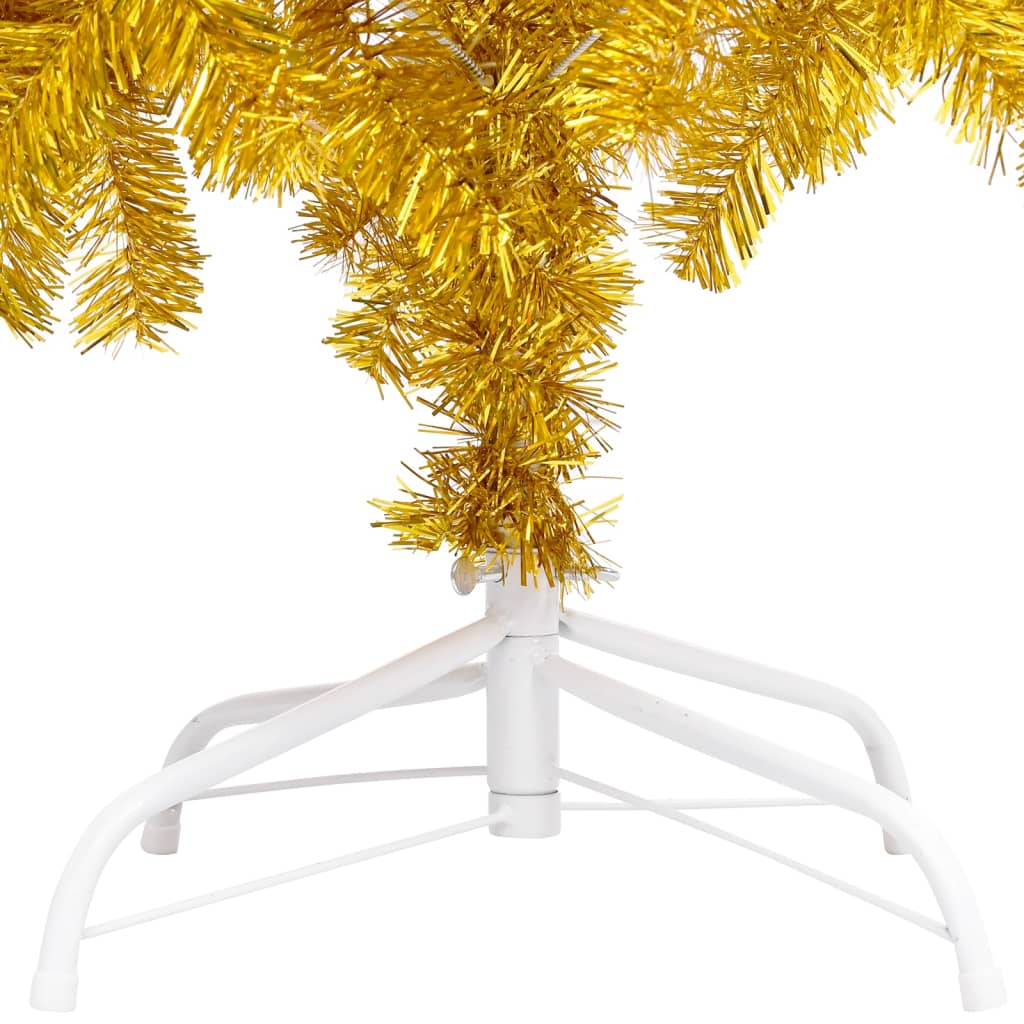 Kunstkerstboom met LED's en kerstballen 120 cm PET goudkleurig