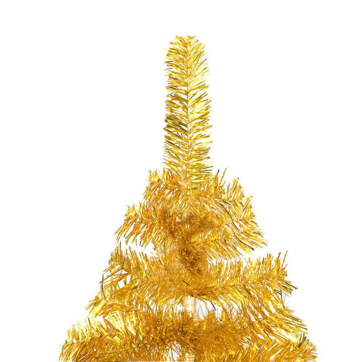 Kunstkerstboom met LED's en kerstballen 150 cm PET goudkleurig