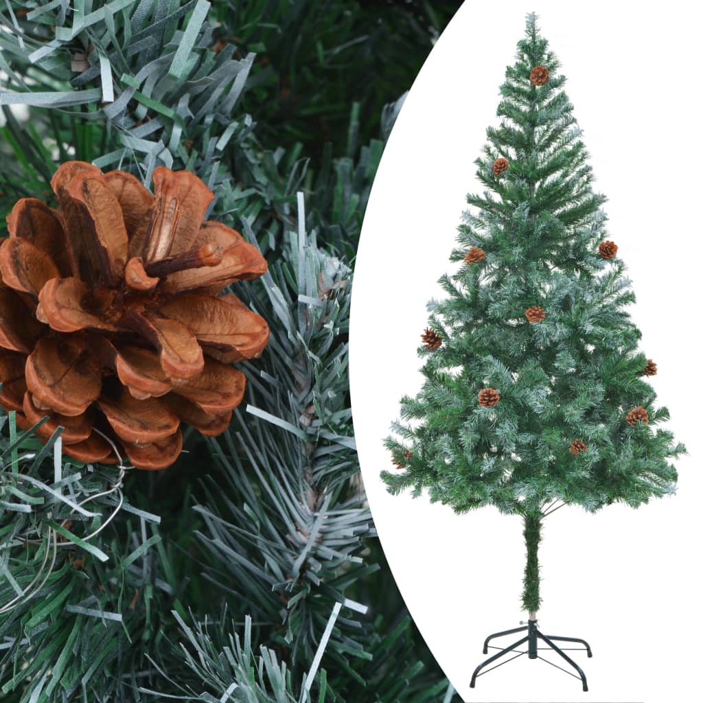 Kunstkerstboom met LED's en kerstballen en dennenappels 180 cm