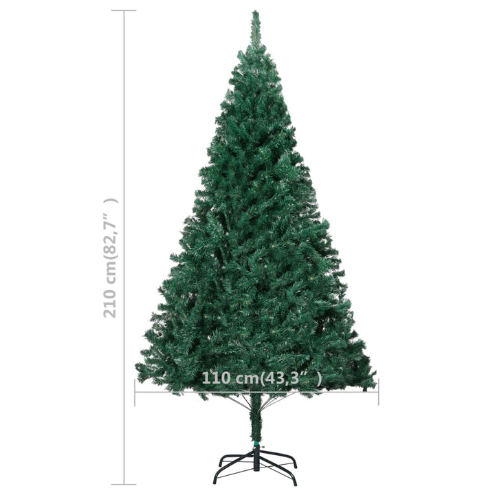 Kunstkerstboom met LED's en kerstballen 210 cm PVC groen