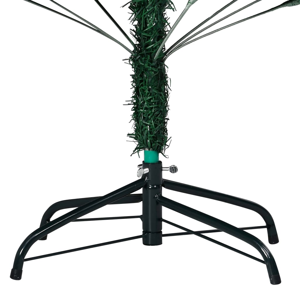 Kunstkerstboom met LED's en kerstballen 210 cm PVC groen