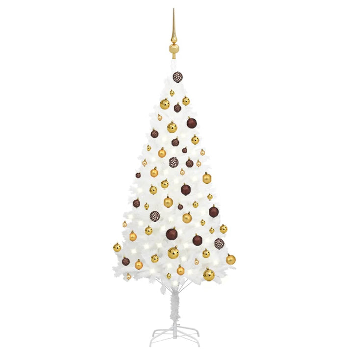 Kunstkerstboom met LED's en kerstballen 120 cm wit
