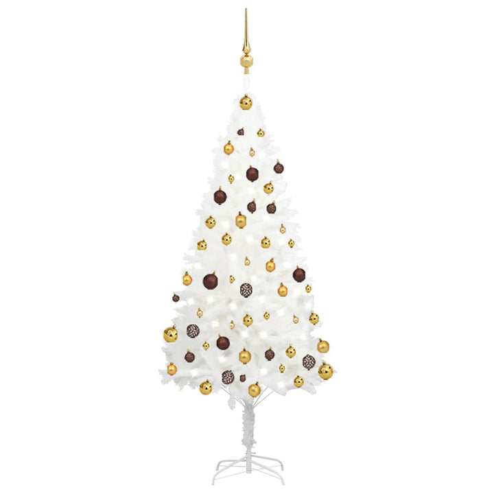 Kunstkerstboom met LED's en kerstballen 150 cm wit