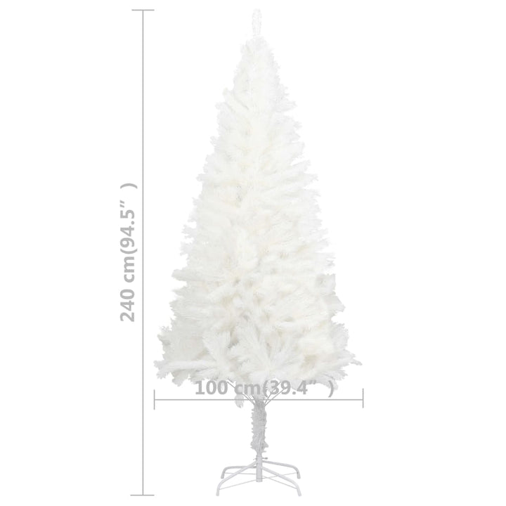 Kunstkerstboom met LED's en kerstballen 240 cm wit