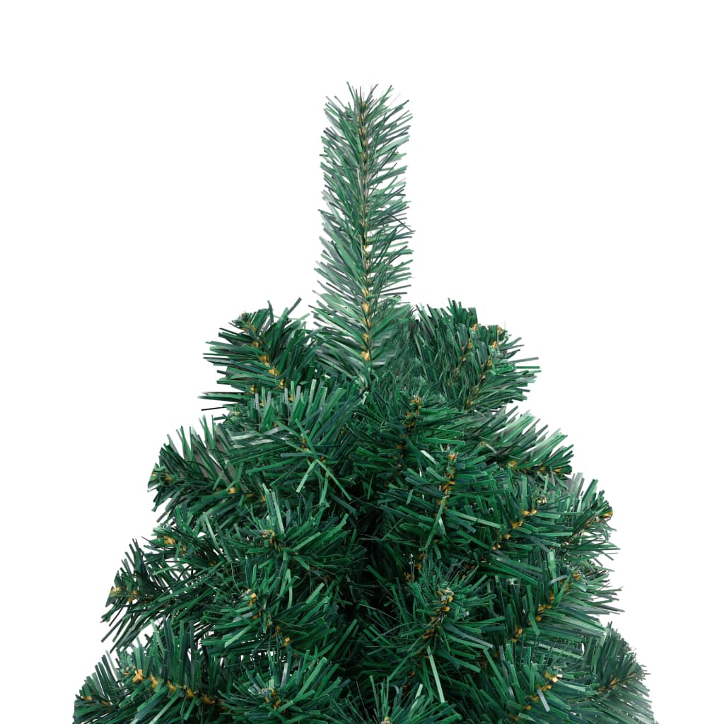 Kunstkerstboom met LED's en kerstballen half 150 cm groen