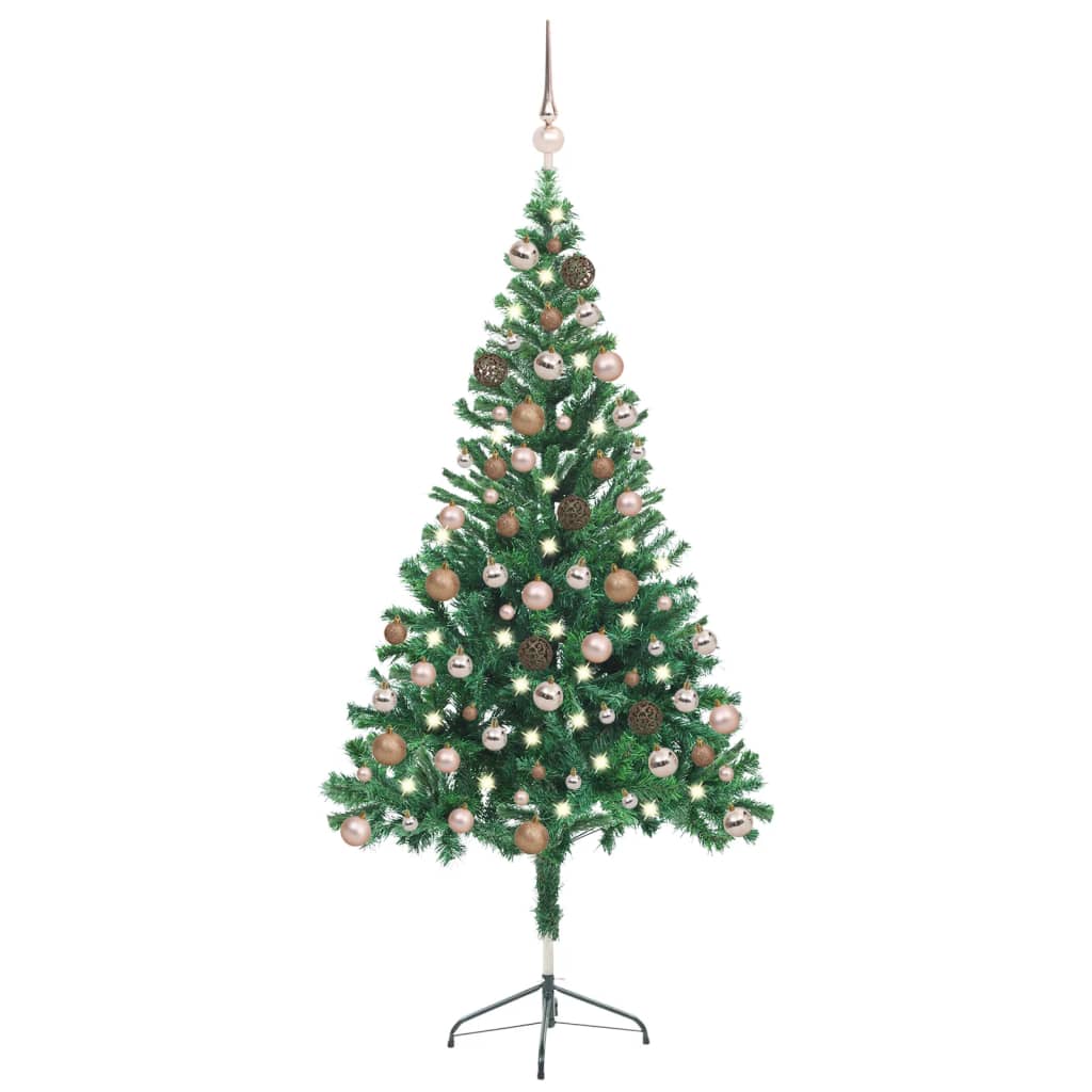 Kunstkerstboom met LED's en kerstballen 380 takken 150 cm